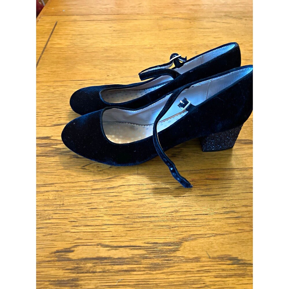 Boden Black Suede Mary Jane Block Heel Buckle Ankle Strap Round Toe EU 41